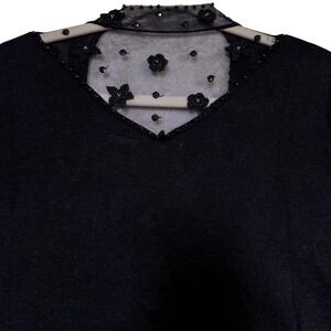 Storybook Knits Vintage NWT Whimsigoth Beaded Mesh Med. Long Sleeve Cardigan